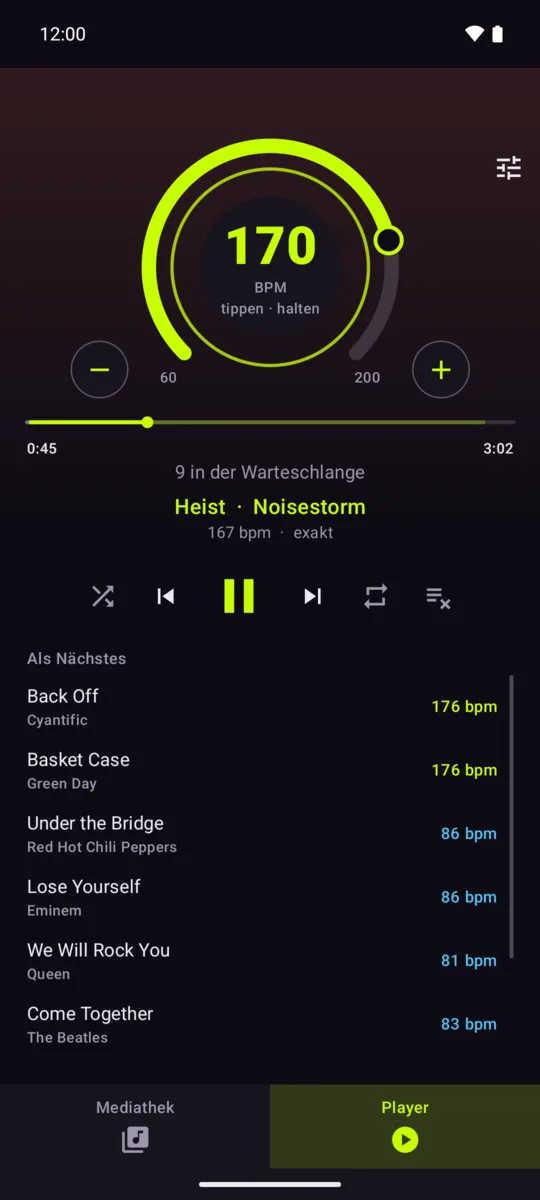 Stelle dein Tempo ein — die Warteschlange folgt.