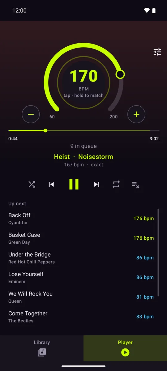 Dial in your cadence — the queue follows.